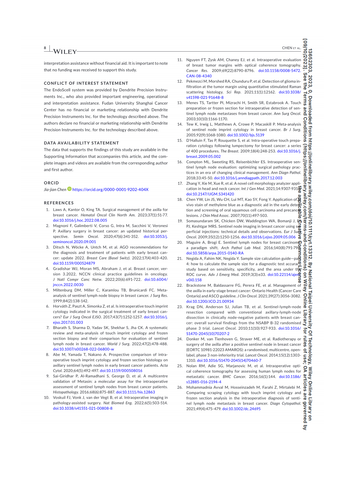 【Cytopathology 2023】-乳腺癌_07.png A prospective comparison of a modified miniaturised hand-held epifluorescence microscope and touch imprint cytologyfor evaluation of axillary sentinel lymph nodes intraoperativelyin breast cancer pati(圖8)