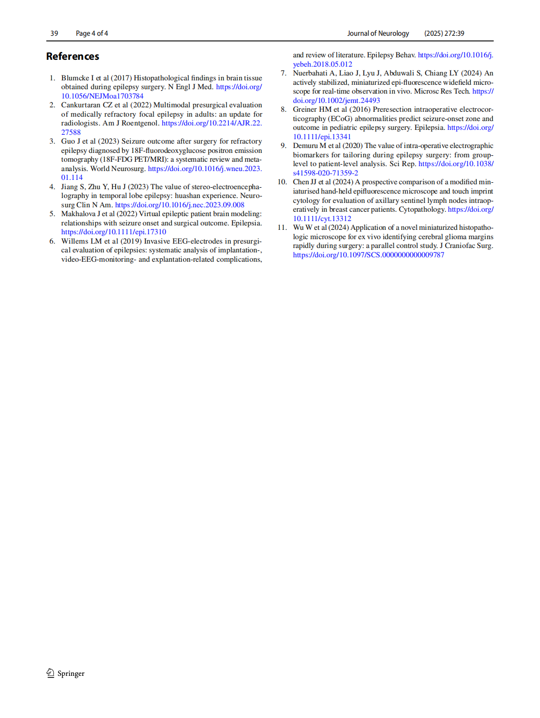 Intraoperative identifcation of epileptogenic foci using handheld  histopathologic endoscopy: a case report(圖4)
